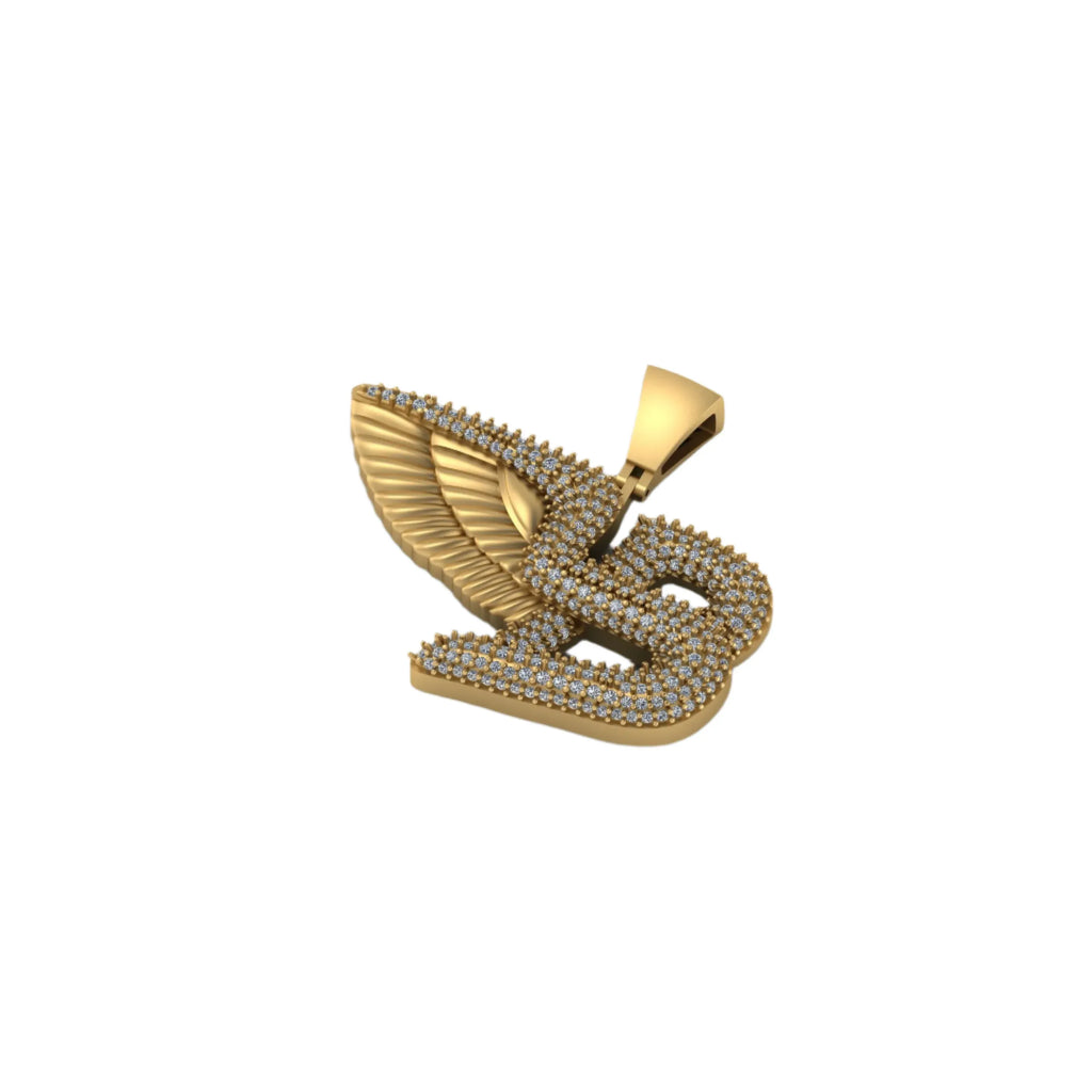 Bentley Logo Diamond Pendant 14K Solid Gold - 1.58 CTW