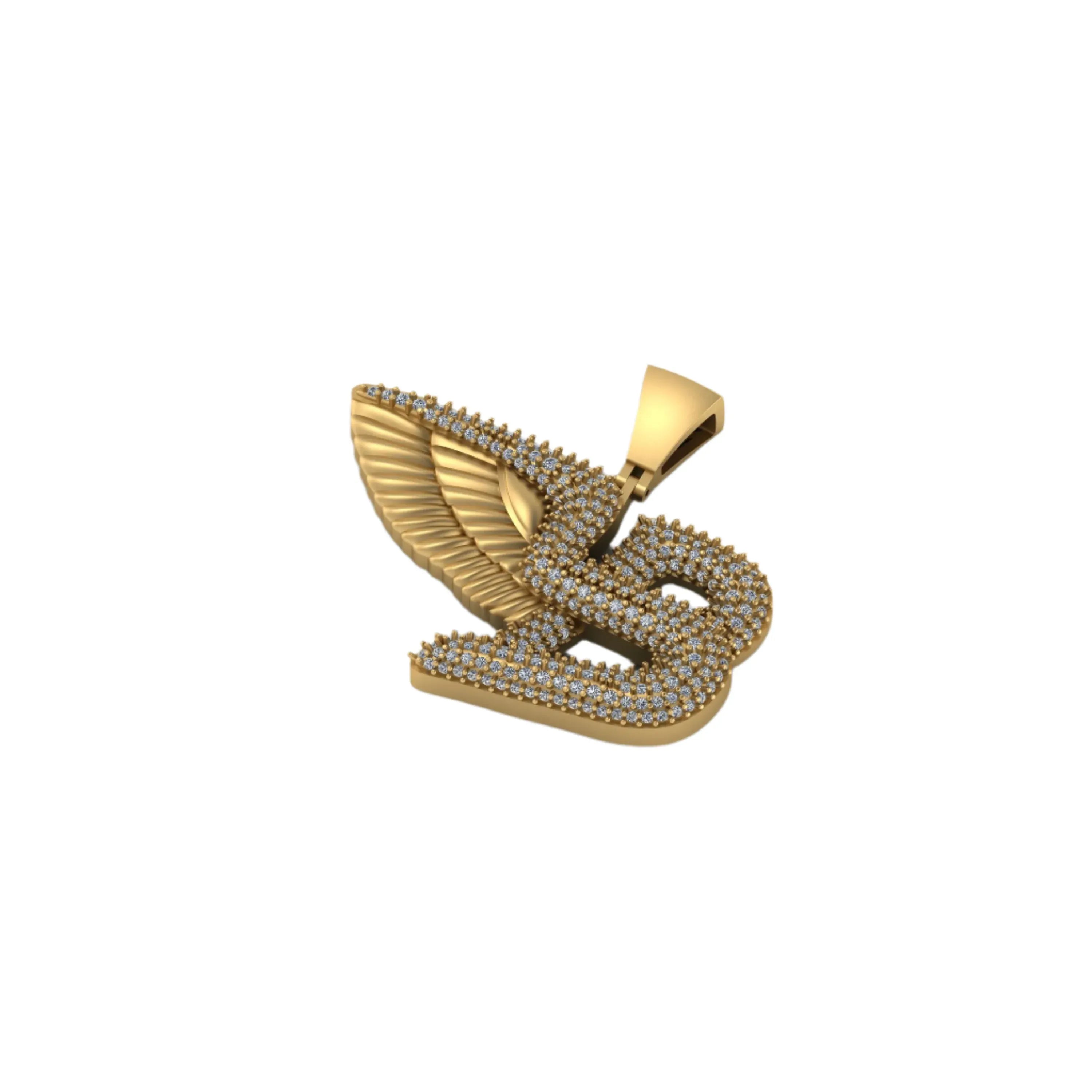 Bentley Logo Diamond Pendant 14K Solid Gold - 1.58 CTW