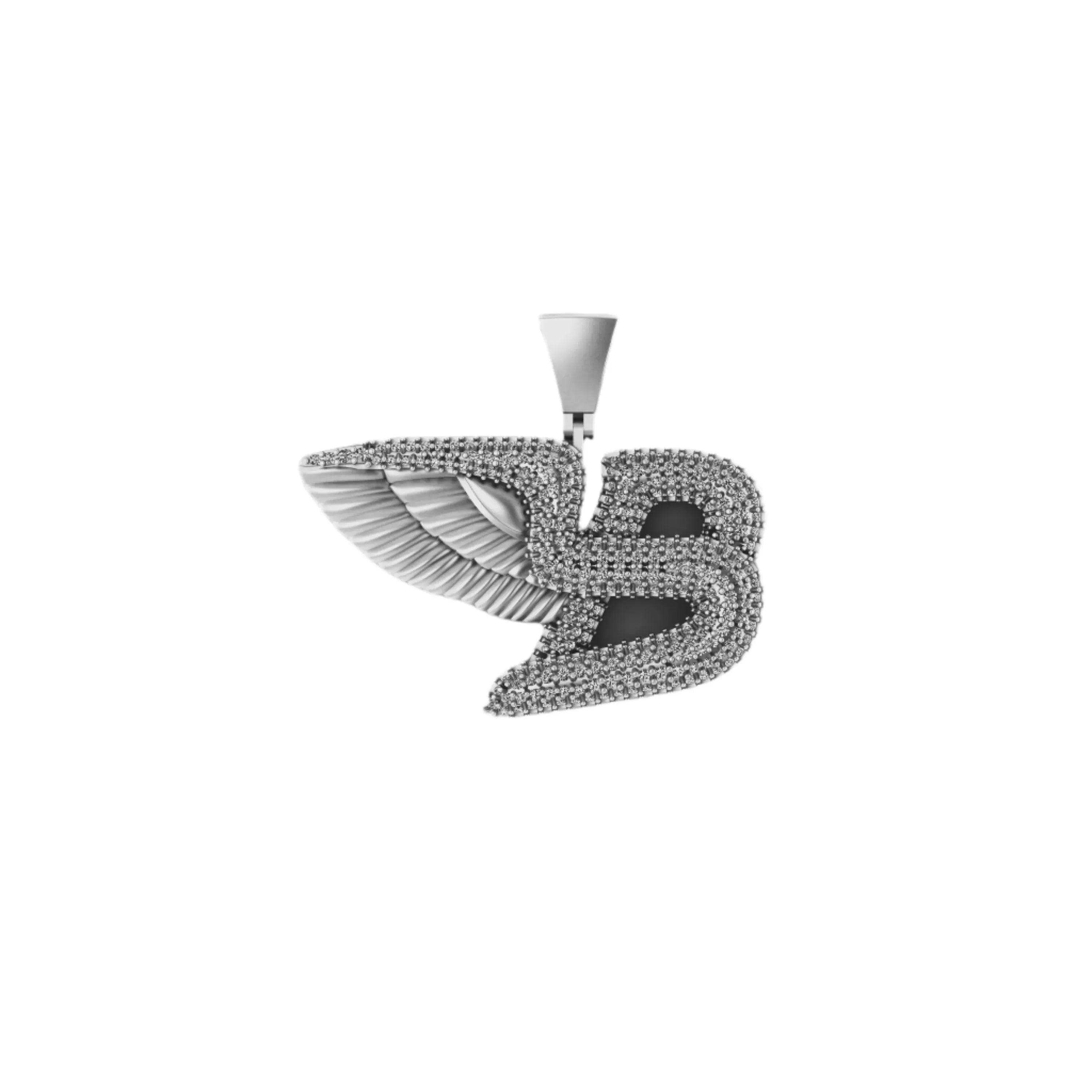Bentley Logo Diamond Pendant 14K Solid Gold - 1.58 CTW