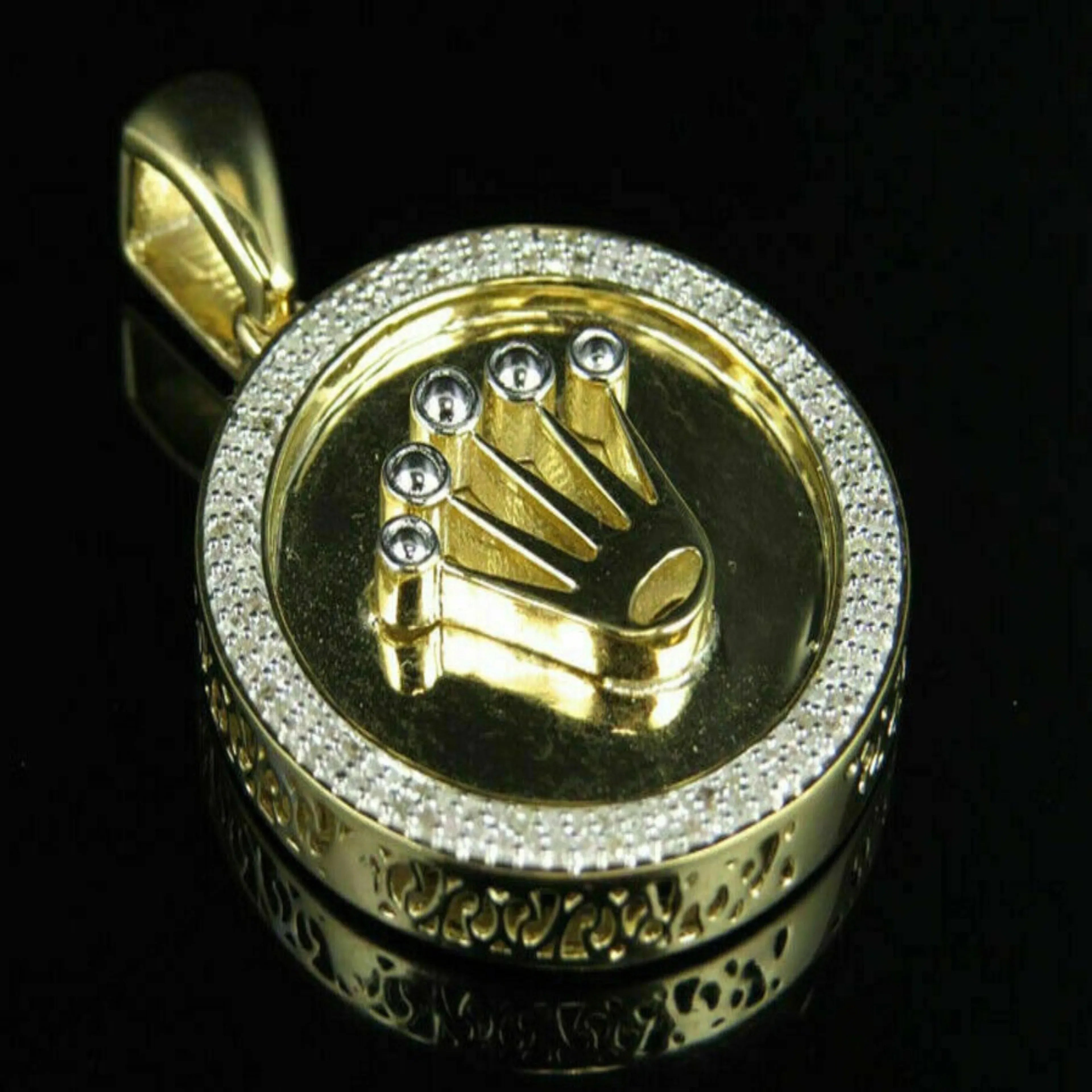 14K Solid Gold Lab-Grown Diamond Round Pendant - 1.47 CTW