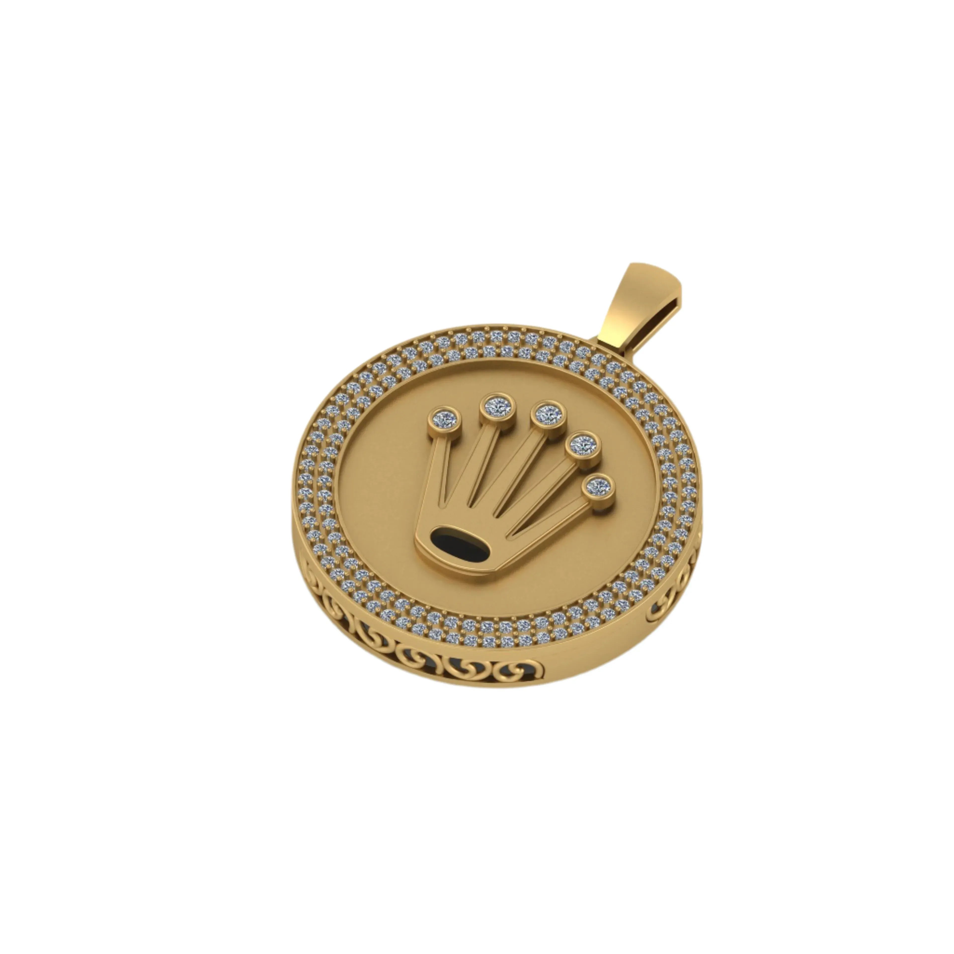 14K Solid Gold Lab-Grown Diamond Round Pendant - 1.47 CTW
