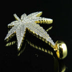 Marijuana Leaf Diamond Pendant 14k Solid Gold - 1.04 CTW