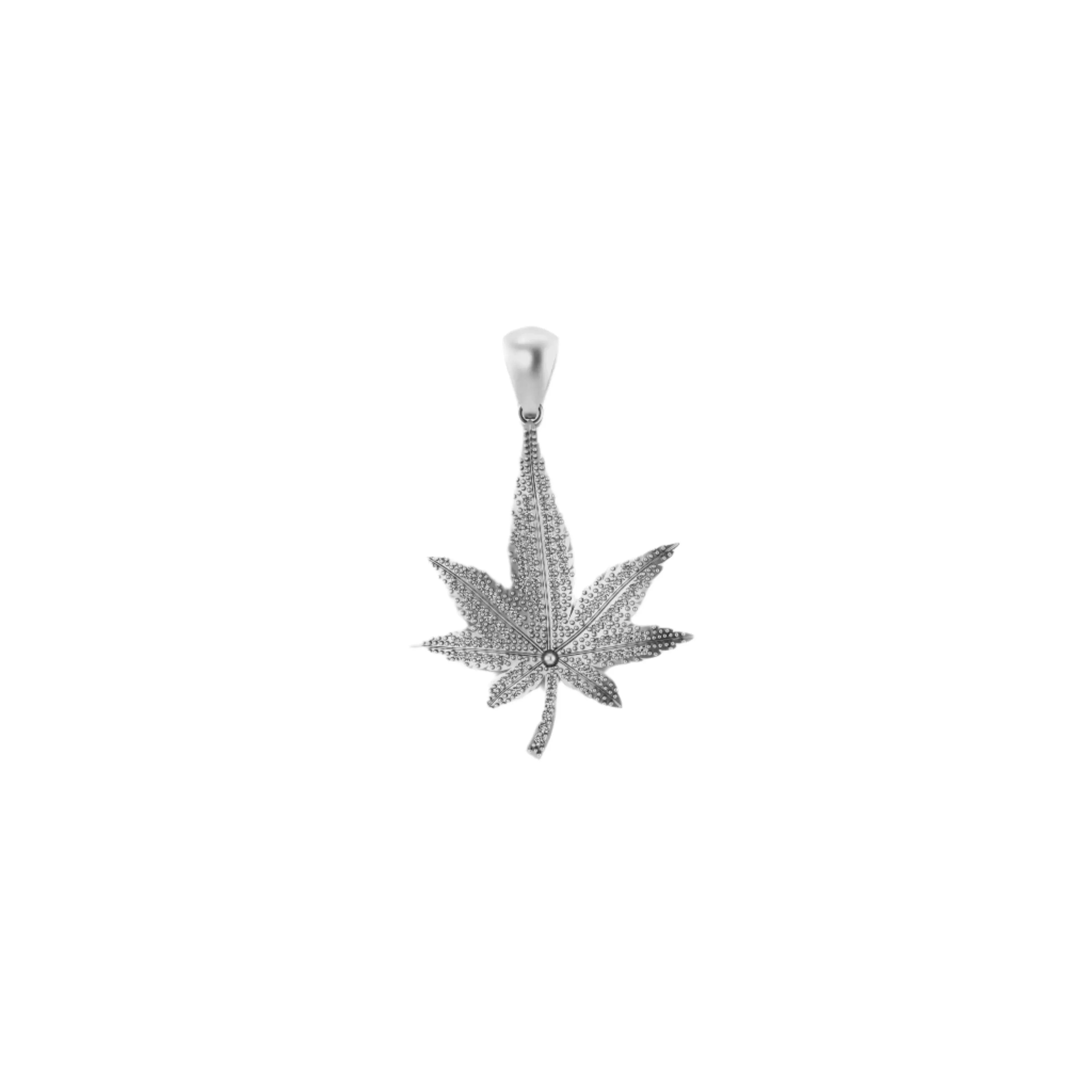 Marijuana Leaf Diamond Pendant 14k Solid Gold - 1.04 CTW