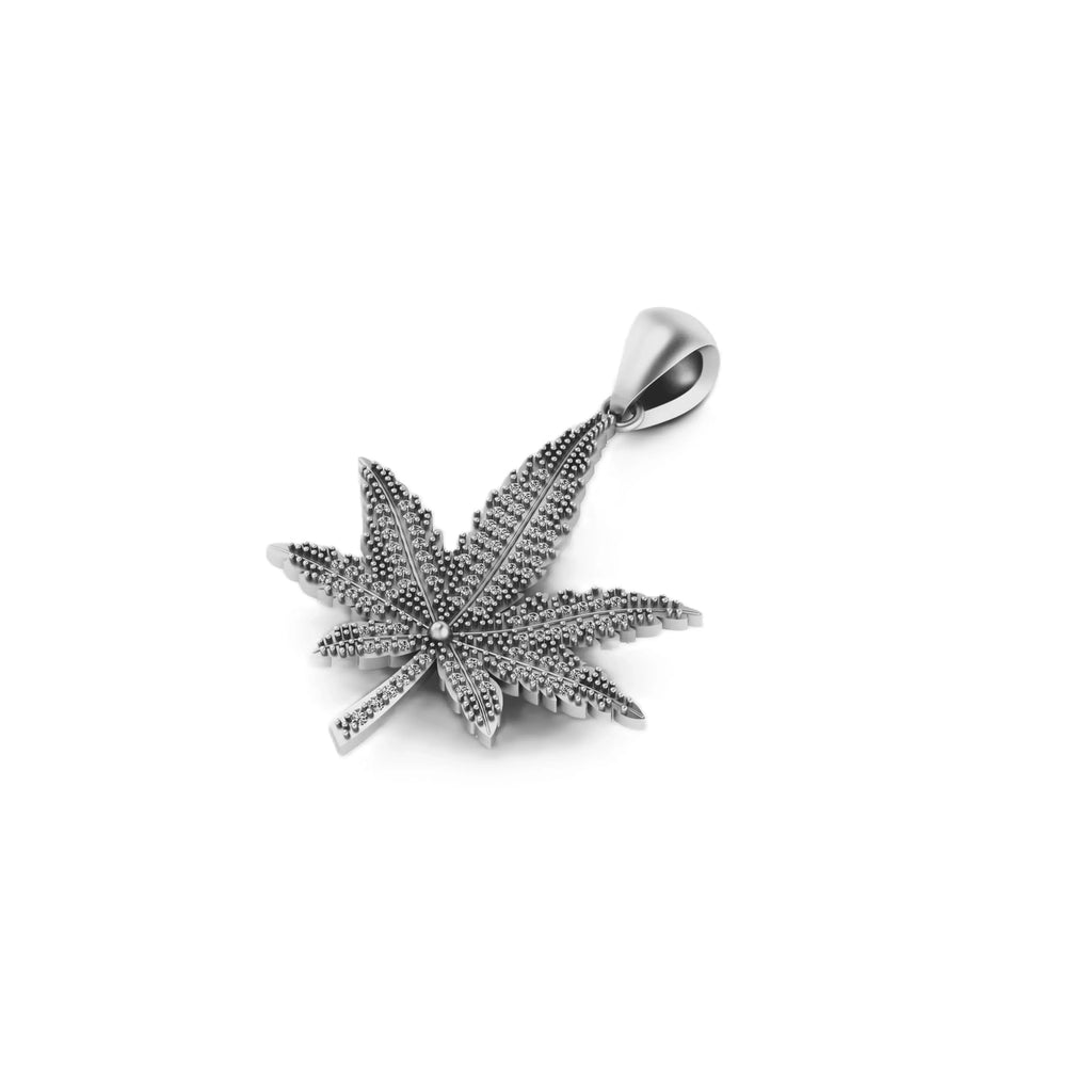 Marijuana Leaf Diamond Pendant 14k Solid Gold - 1.04 CTW