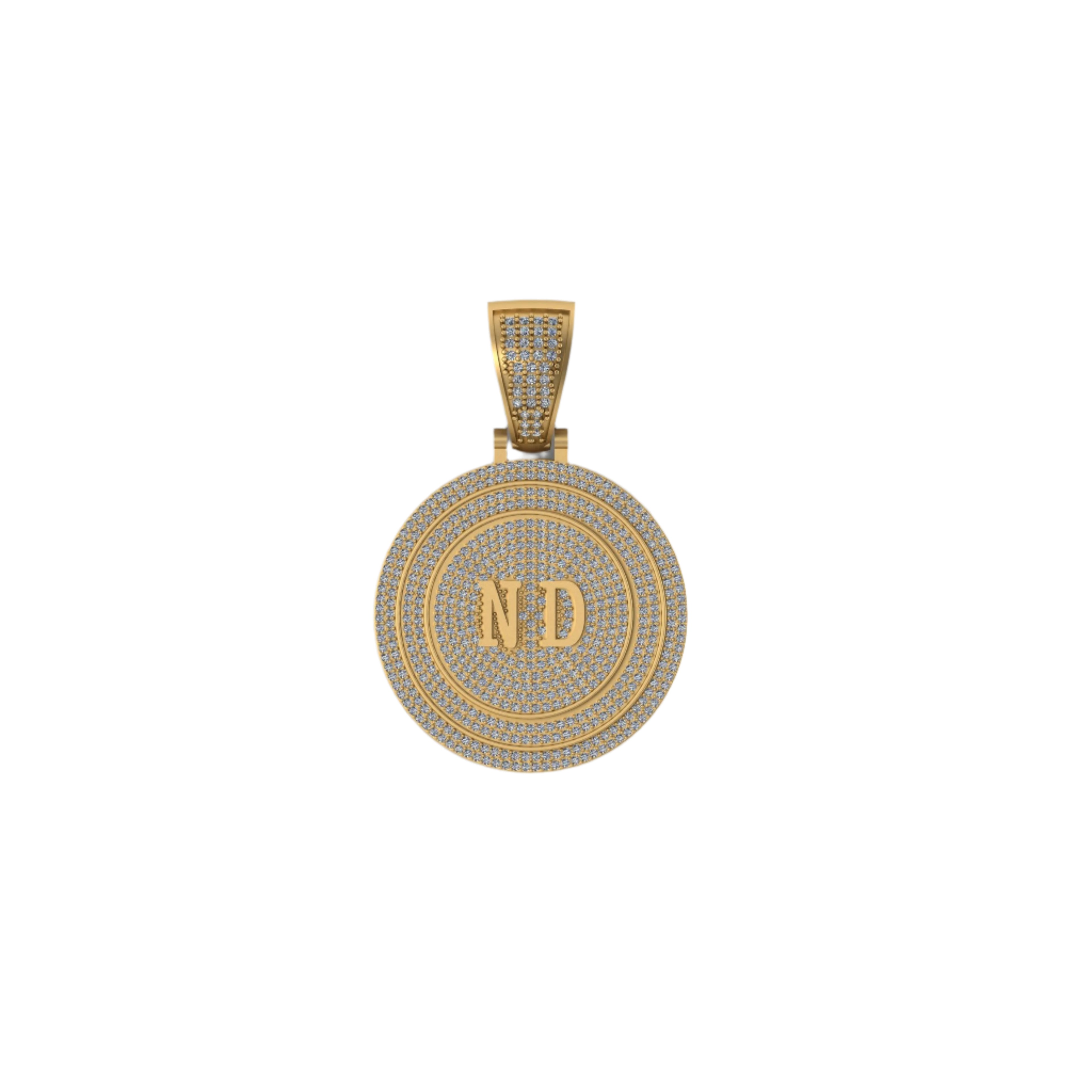 Custom ND Letter Pendant 10K Solid Gold - 3.30 CTW