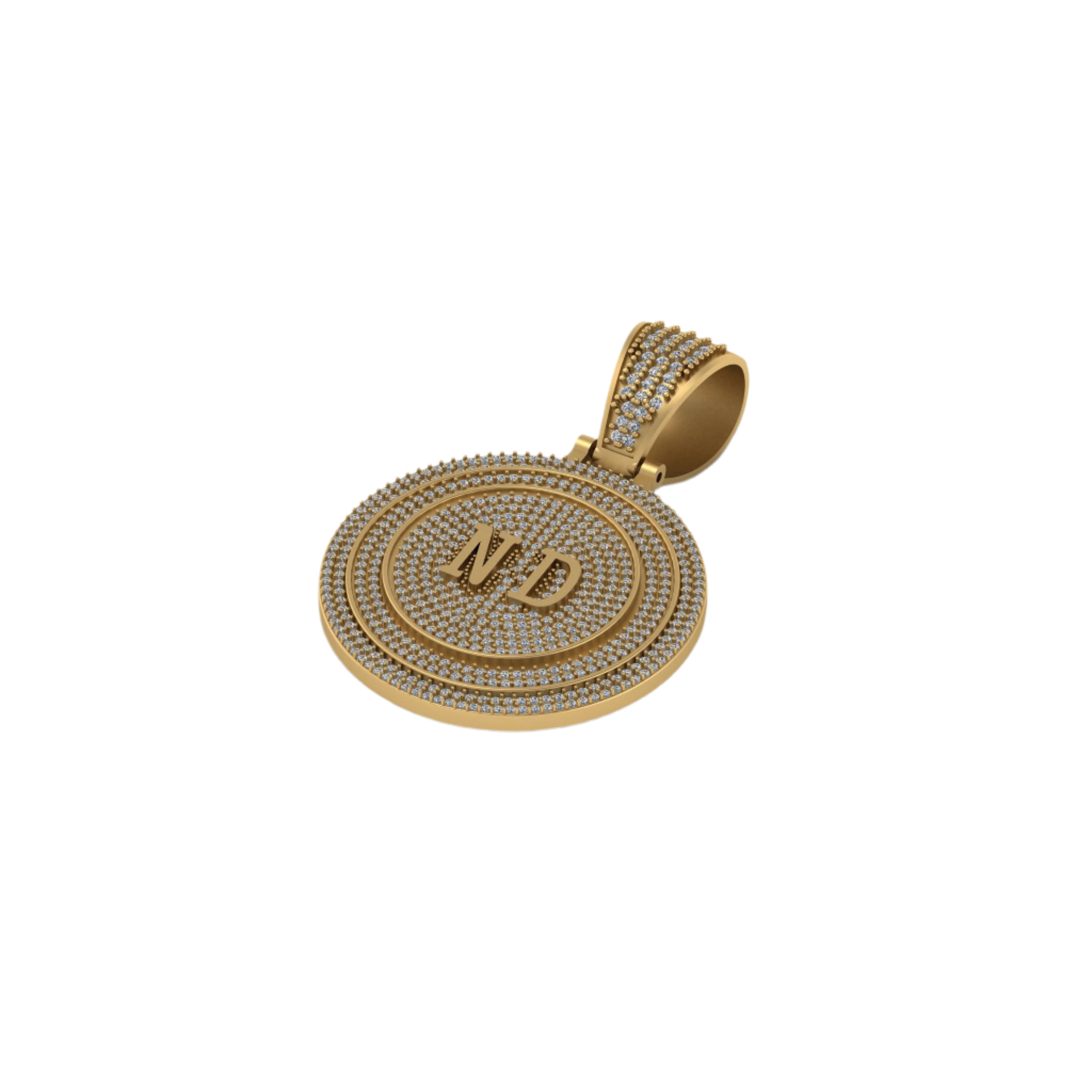 Custom ND Letter Pendant 10K Solid Gold - 3.30 CTW