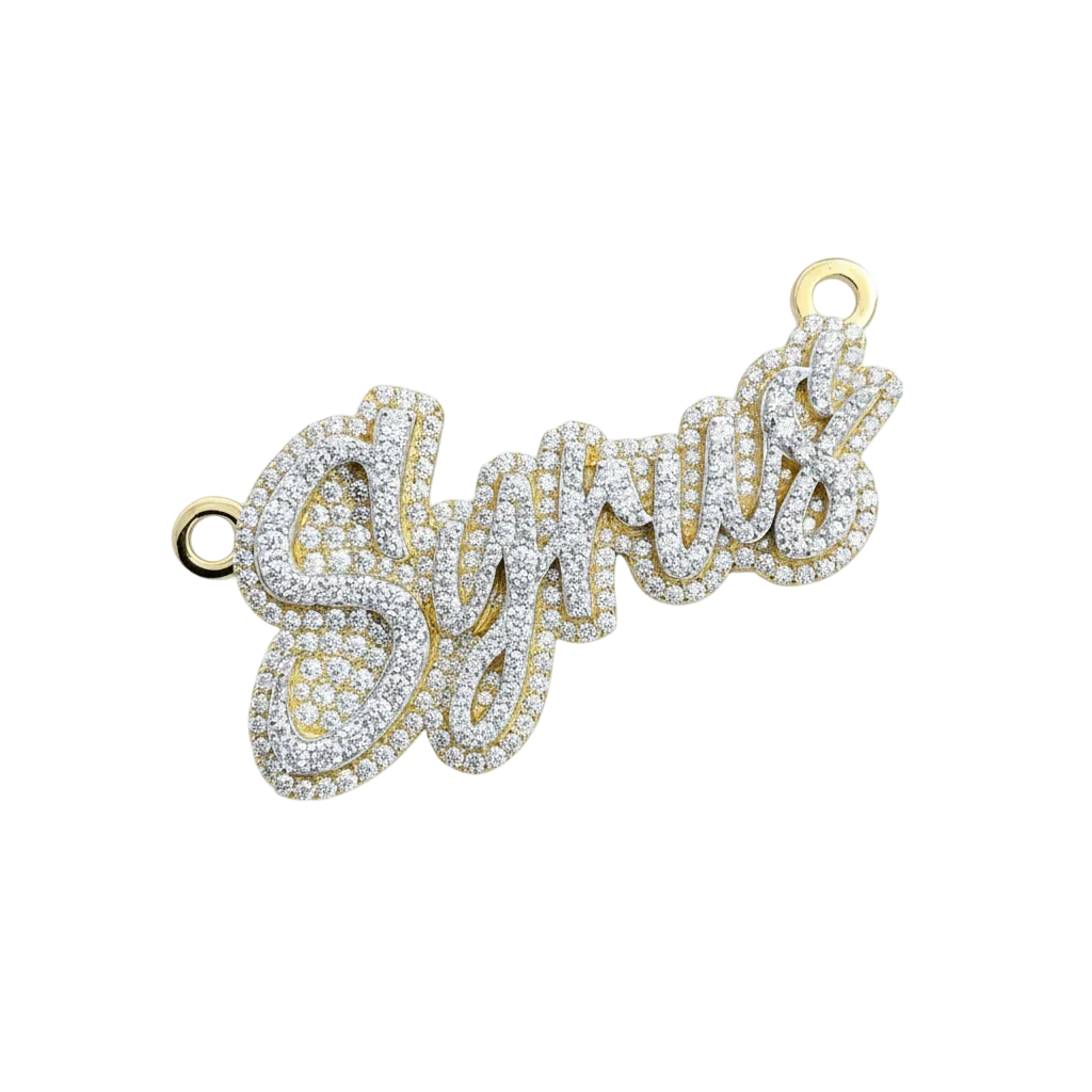 Custom "SYRUS" Letter Diamond Pendant 10K Solid Gold - 3.41 CTW