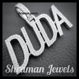 CUSTOM NAME LETTER NECKLACE "DUDA" VVS PENDANT FOR UNISEX Birthday Gift