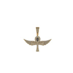 Large Sterling Silver Ankh Pendant Diamond Egyptian Symbol - 1CTW