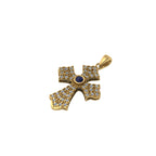 18K Gold Jerusalem Cross Pendant Icy Diamond Men's Necklace - 2.20 CTW