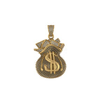 Money Bag Diamond Pendant 14k Solid Gold - 2.51 CTW