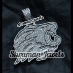 Diamond Lion Pendant VVS 925 Silver Lion Face Charm - 7.04 CTW