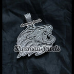 Diamond Lion Pendant VVS 925 Silver Lion Face Charm - 7.04 CTW