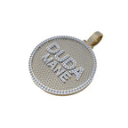 Round 14K Gold Custom Letter Pendant Moissanite Circle Hip Hop Design - 11.86 CTW