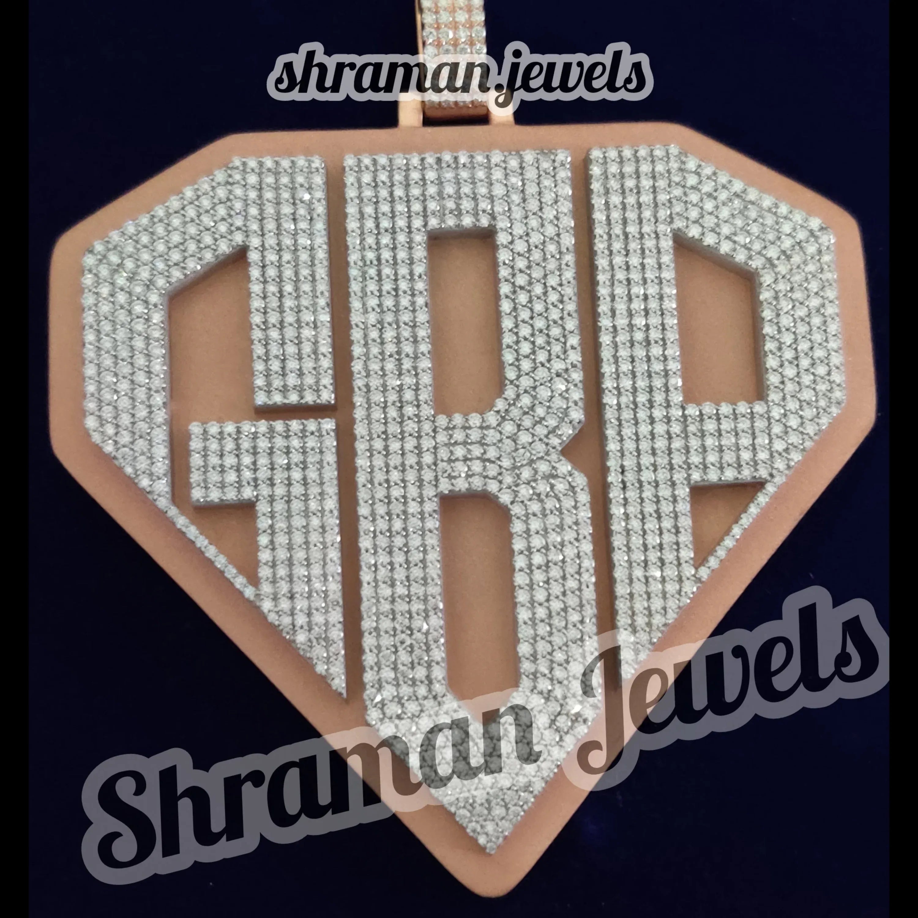 Mens Custom Diamond Pendants 925 Silver GBP Logo -14.03 CTW