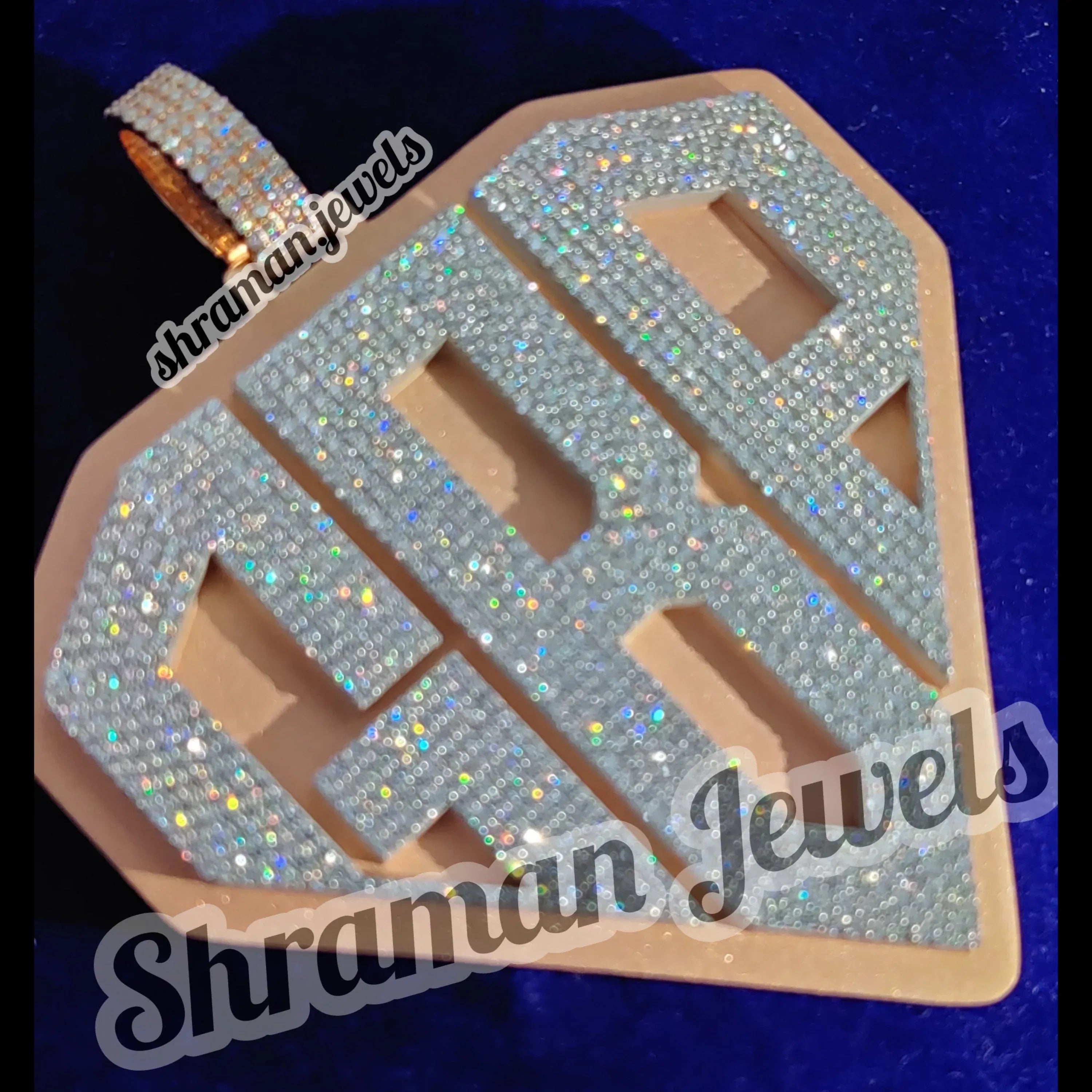 Mens Custom Diamond Pendants 925 Silver GBP Logo -14.03 CTW