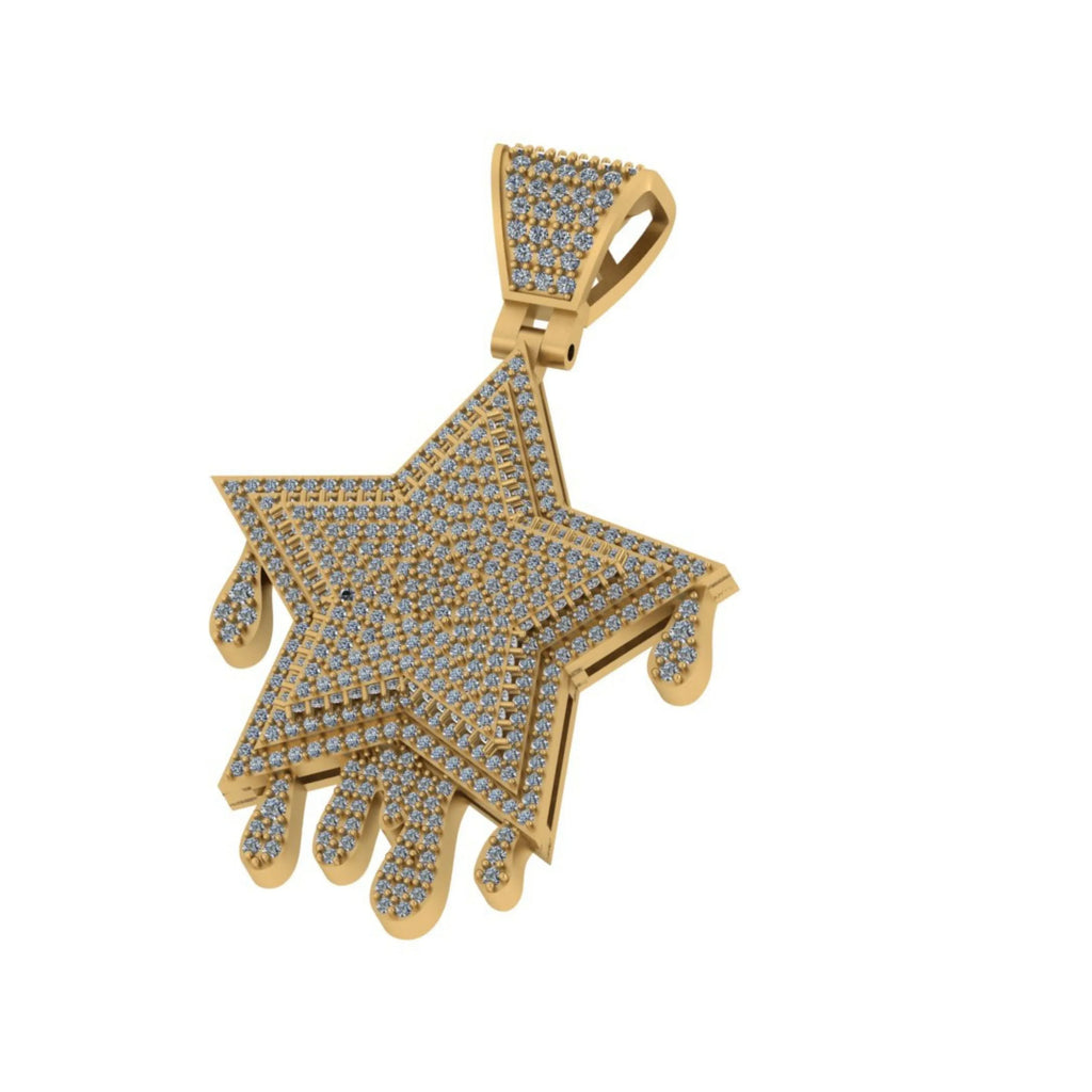 Star Drip Diamond Pendant 14k Solid Gold - 2.52 CTW