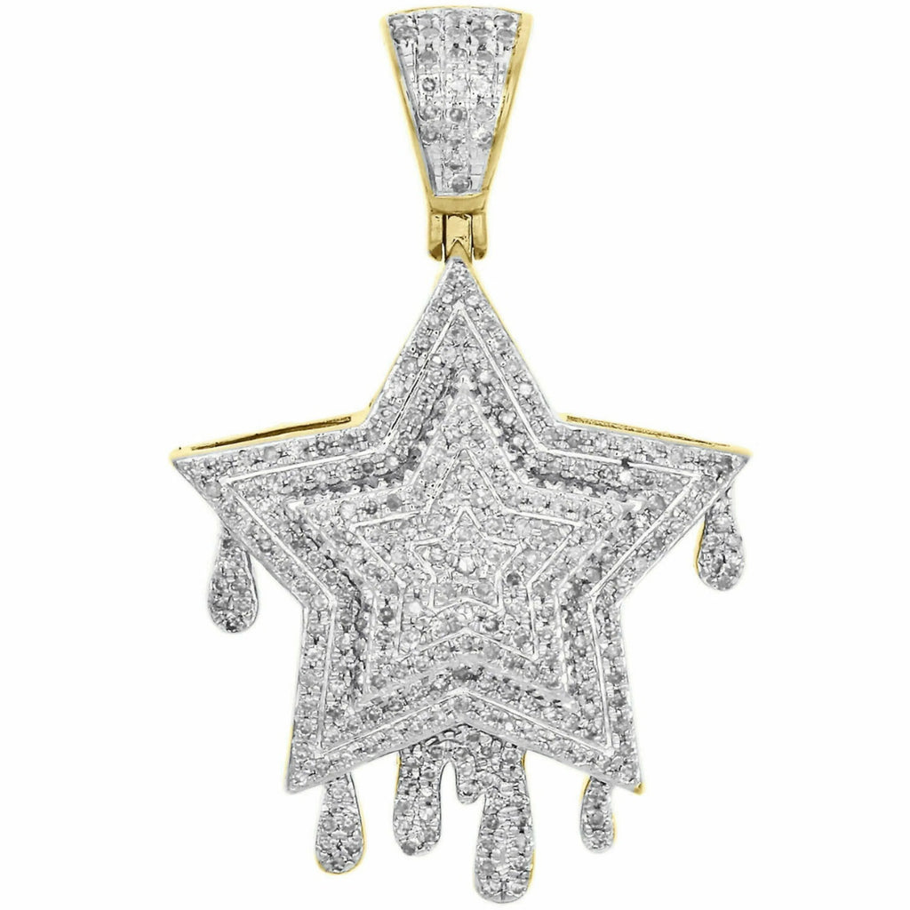 Star Drip Diamond Pendant 14k Solid Gold - 2.52 CTW