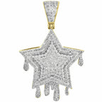 Star Drip Diamond Pendant 14k Solid Gold - 2.52 CTW