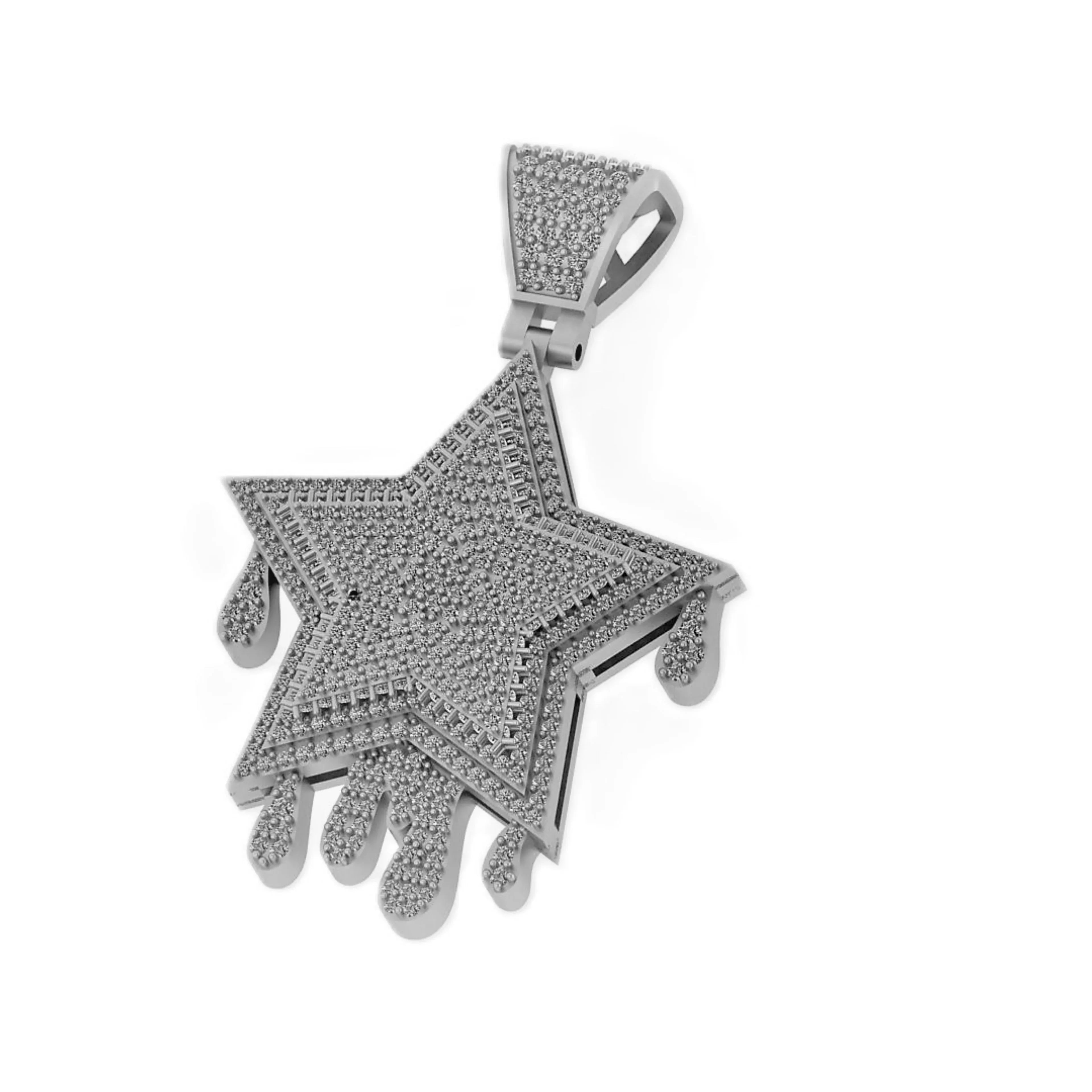 Star Drip Diamond Pendant 14k Solid Gold - 2.52 CTW