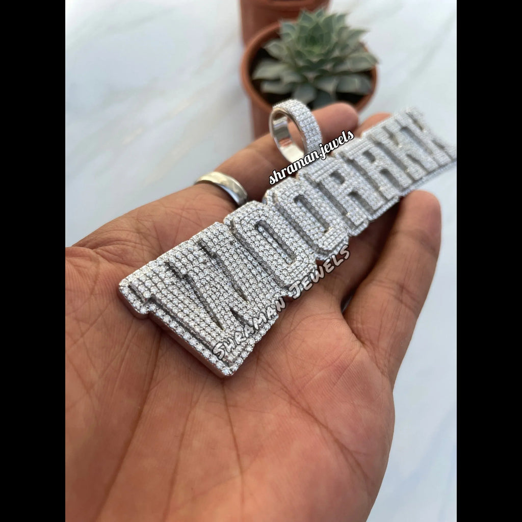 Custom Letter Diamond Pendant 14K Solid White Gold - 16.47 CTW