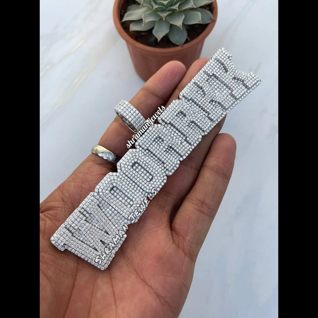 Custom Letter Diamond Pendant 14K Solid White Gold - 16.47 CTW