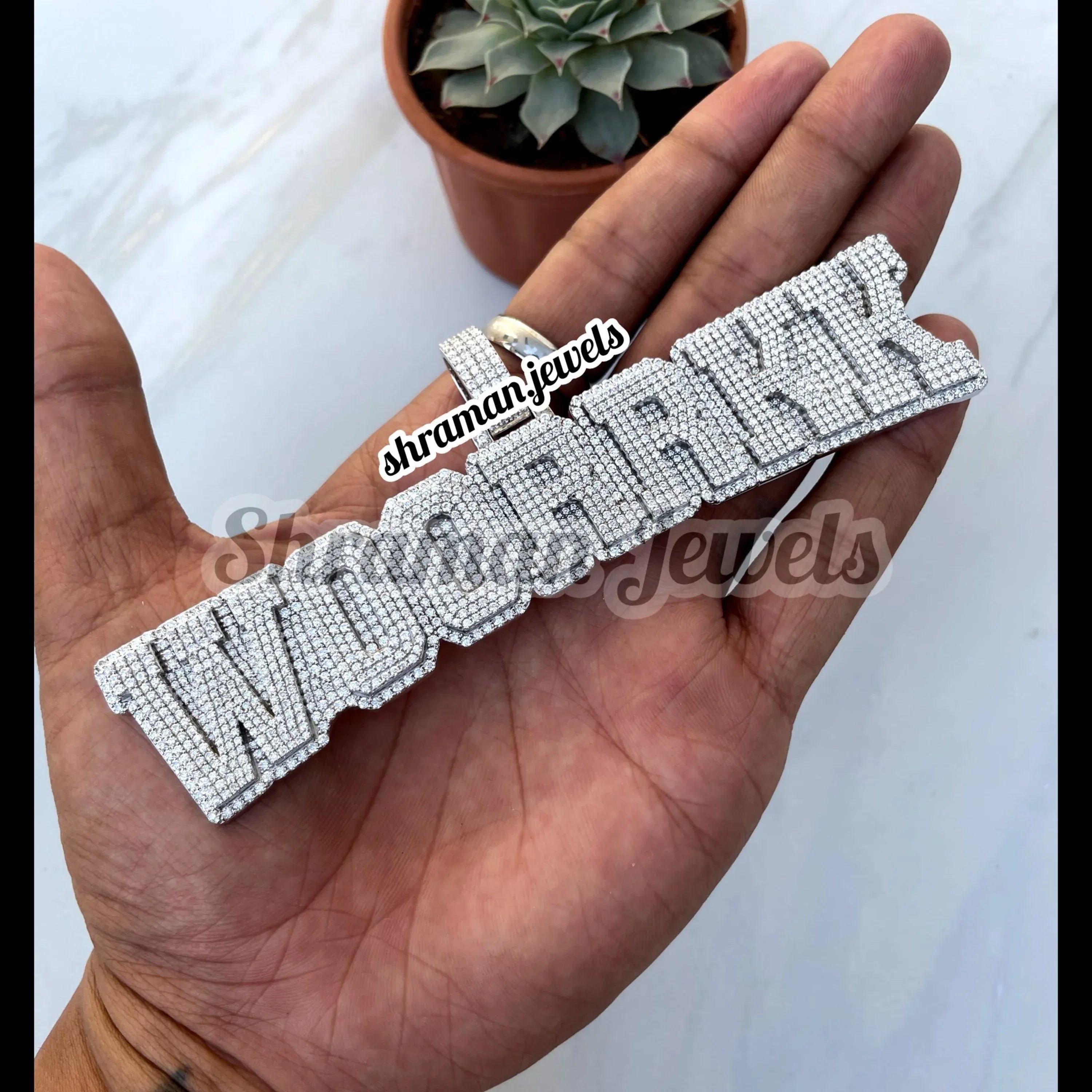 Custom Letter Diamond Pendant 14K Solid White Gold - 16.47 CTW