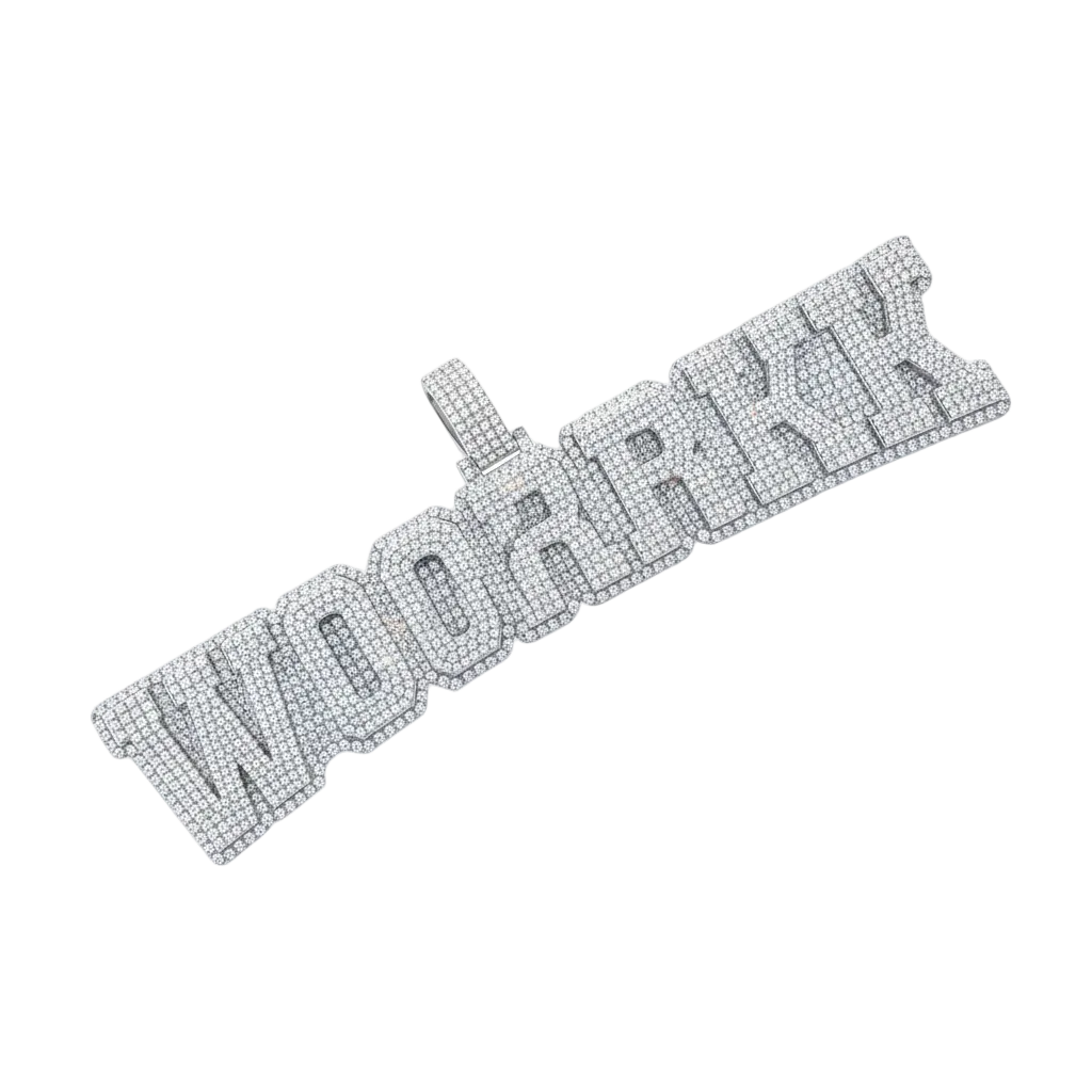 Custom Letter Diamond Pendant 14K Solid White Gold - 16.47 CTW