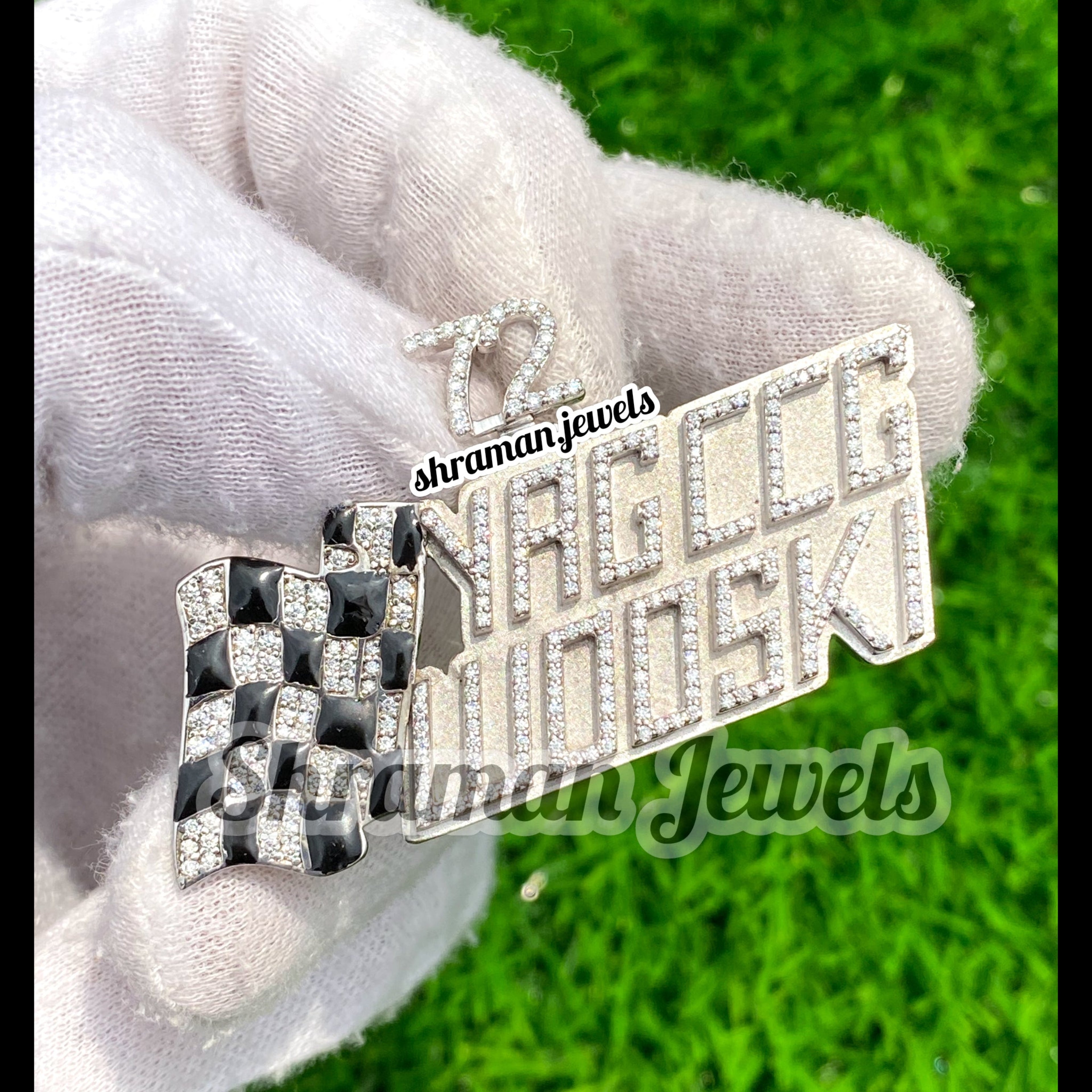 Custom Flag Letter Diamond Pendant 14K Solid White Gold - 1.51 CTW