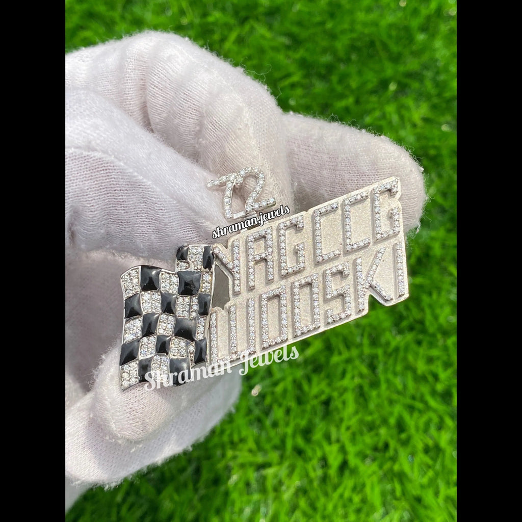 Custom Flag Letter Diamond Pendant 14K Solid White Gold - 1.51 CTW