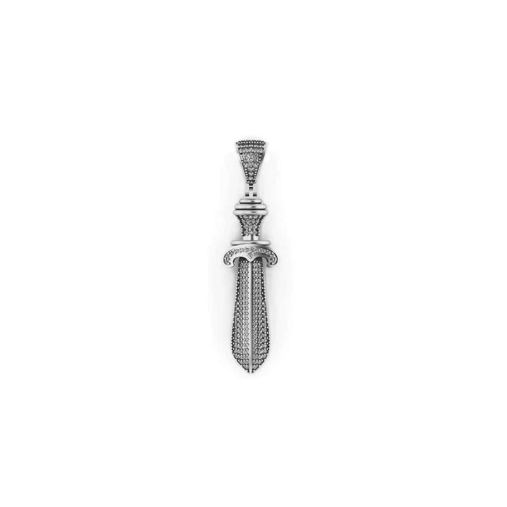 Dagger Diamond Pendant 14k Solid Gold - 0.89 CTW