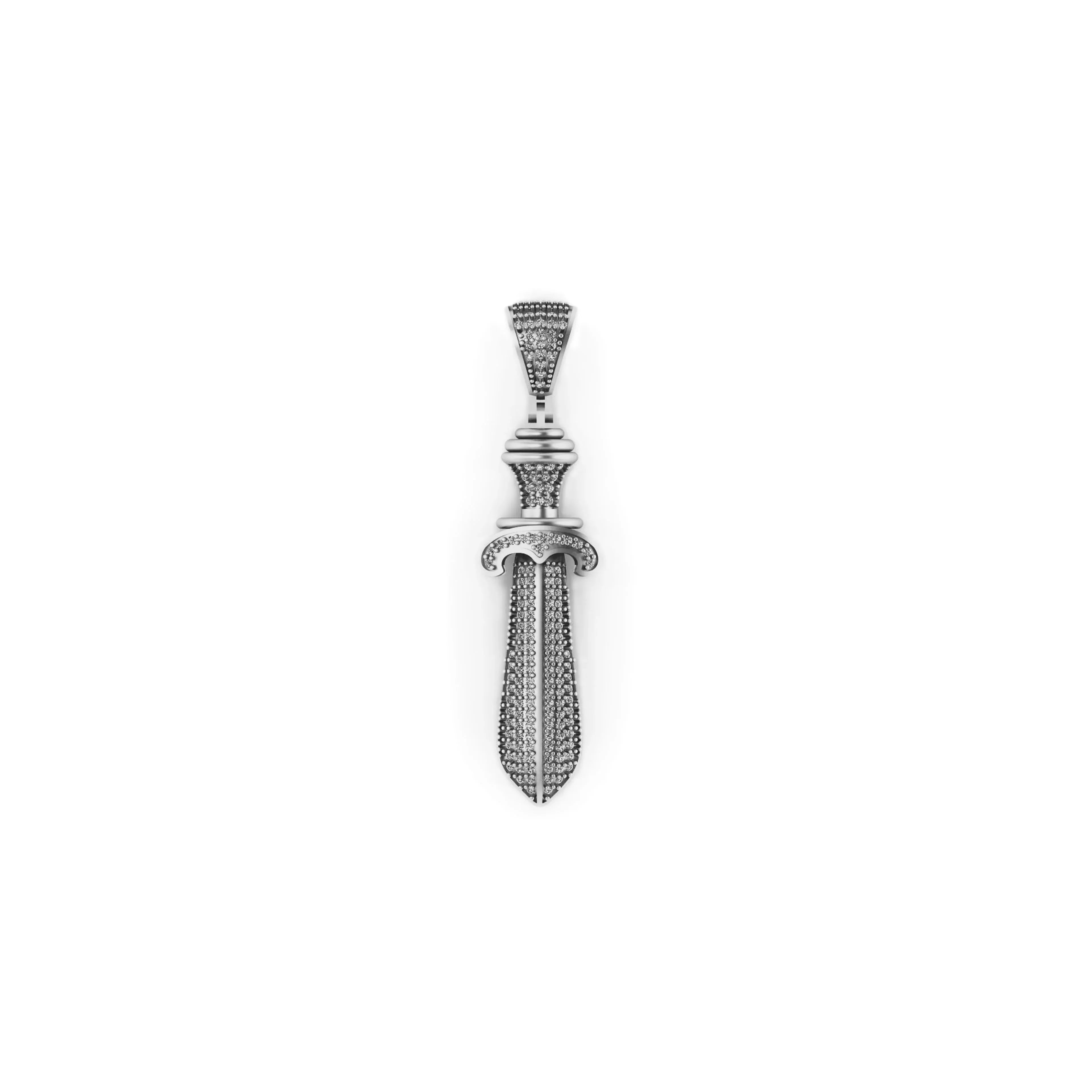 Dagger Diamond Pendant 14k Solid Gold - 0.89 CTW