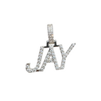 Custom Name Diamond Pendant 10K Solid White Gold - 0.87 CTW