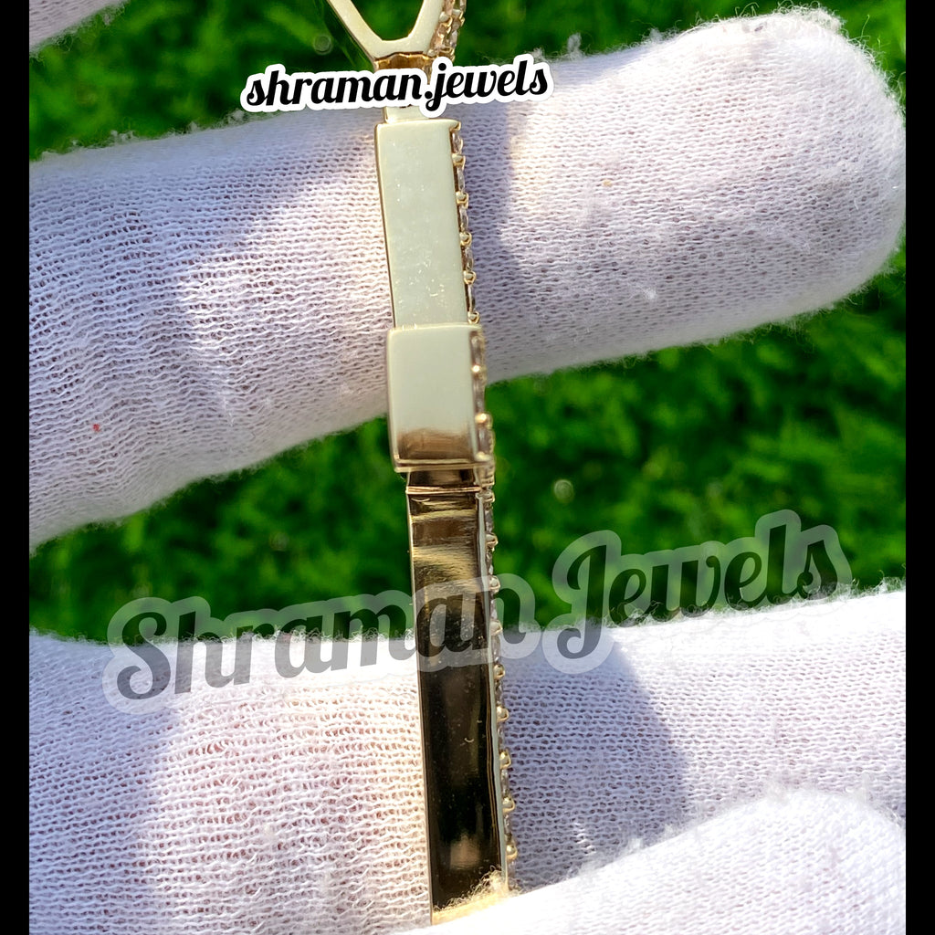 Icy Baguette Diamond Cross Pendant VVS 10K Gold Men's Jewelry -5.22 CTW