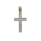 Icy Baguette Diamond Cross Pendant VVS 10K Gold Men's Jewelry -5.22 CTW