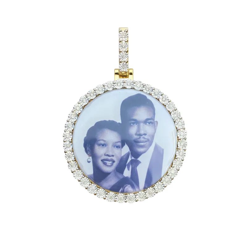 Men's Hip Hop Memory Photo Charm Diamond Pendant - 0.52 CTW
