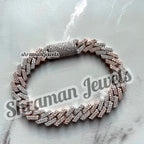 10MM 2 Tone VVS Cuban Hip Hop Bracelet for Men