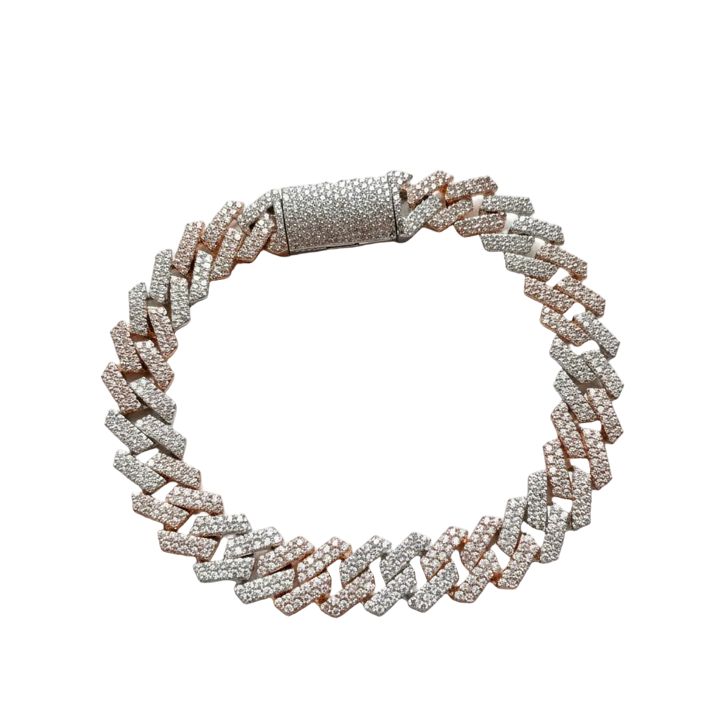 10MM 2 Tone VVS Cuban Hip Hop Bracelet for Men