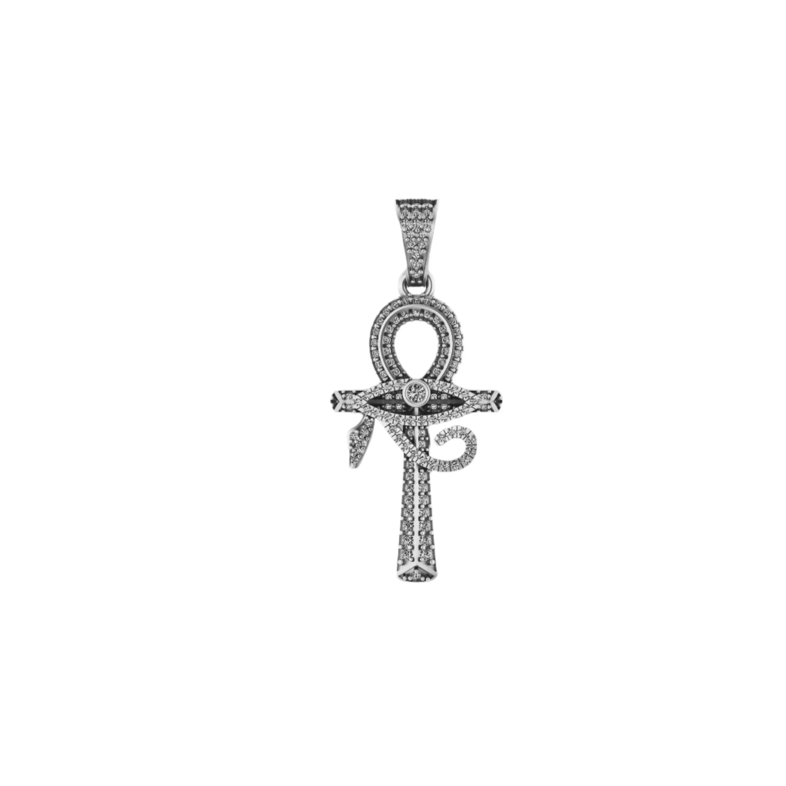 Eye of Horus Diamond Pendant 14K Solid Gold - 0.75 CTW