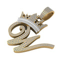 Initial Diamond Pendant Necklace Crown with Custom Letter - 2.39 CTW