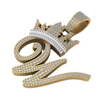Initial Diamond Pendant Necklace Crown with Custom Letter - 2.39 CTW