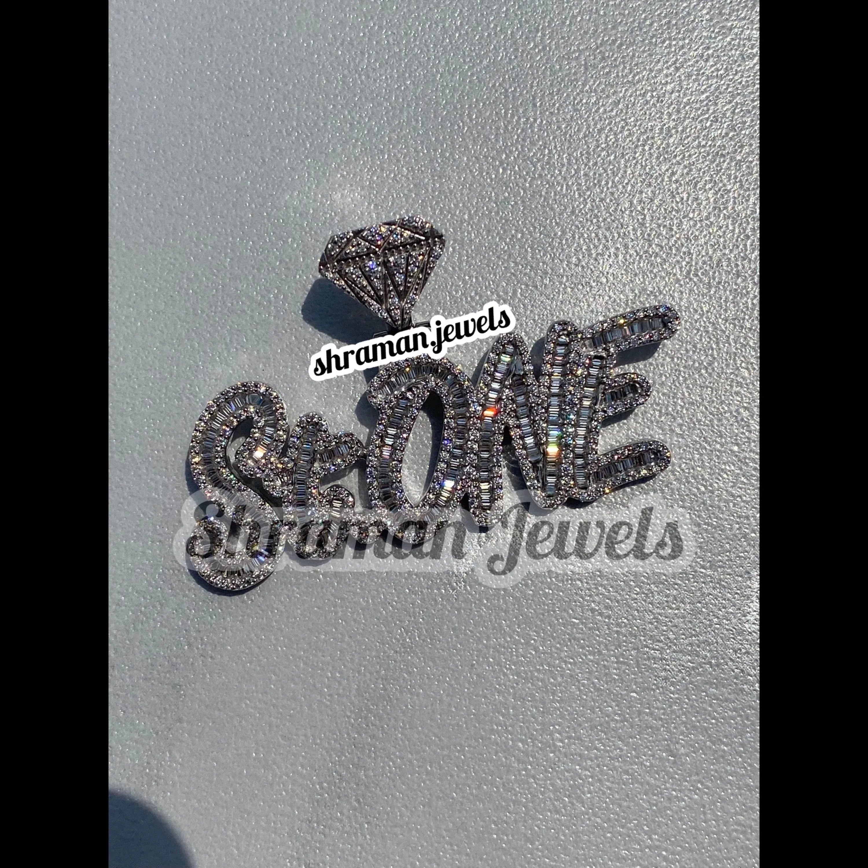 Custom Name Letter Diamond Pendant - 3.40 CTW