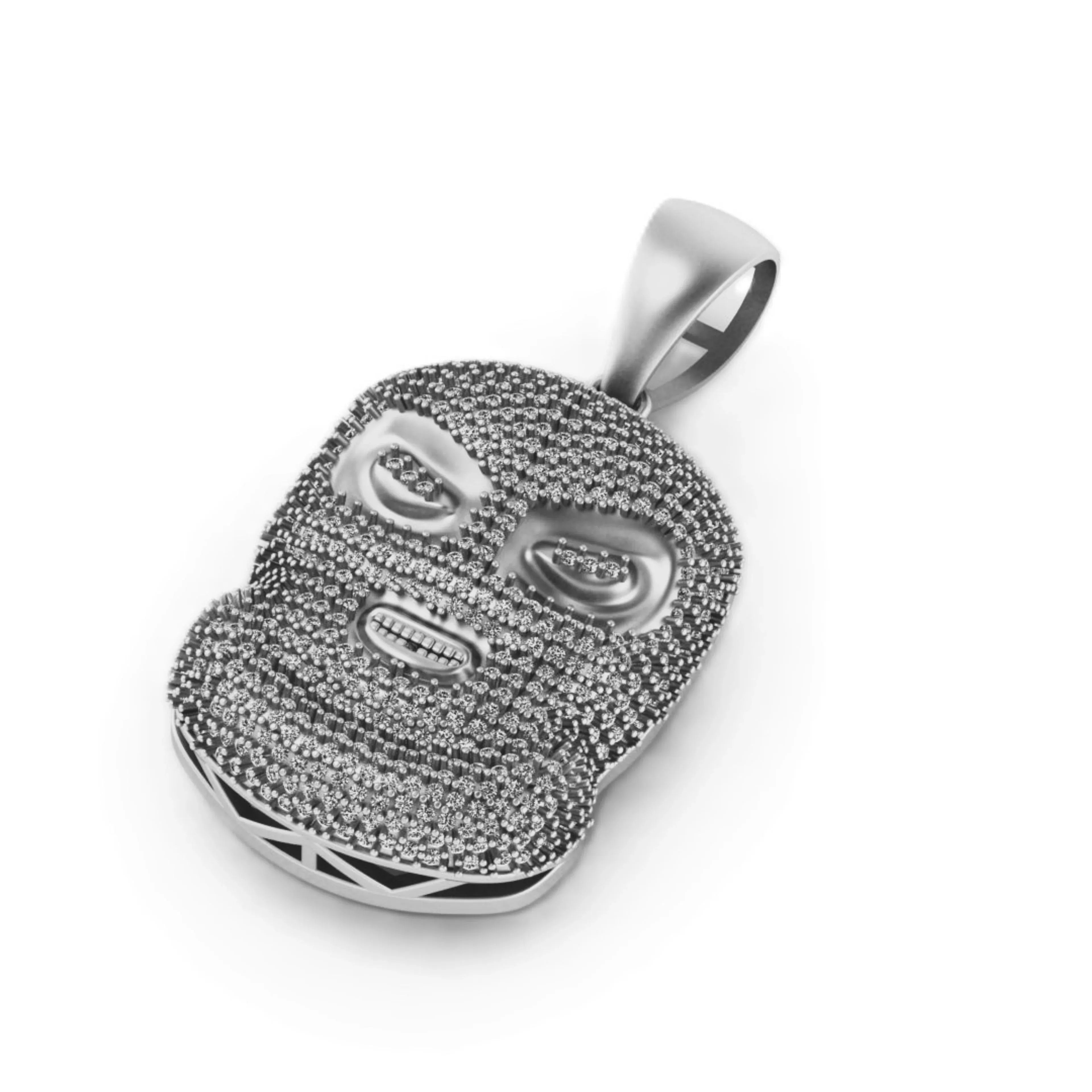Ski Mask Diamond Pendant 14k Solid Gold - 2.83 CTW