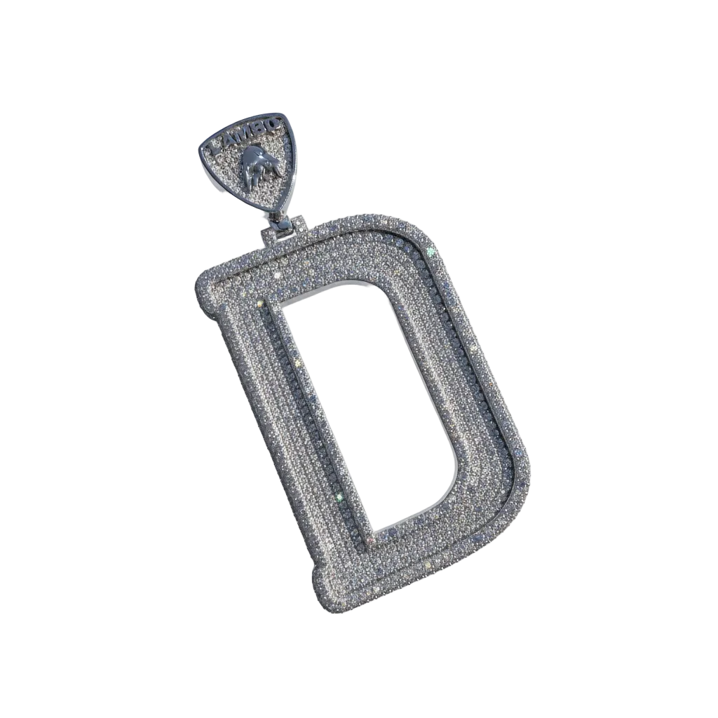 Custom D Initial Letter Diamond icy Pendant - 13.09 CTW