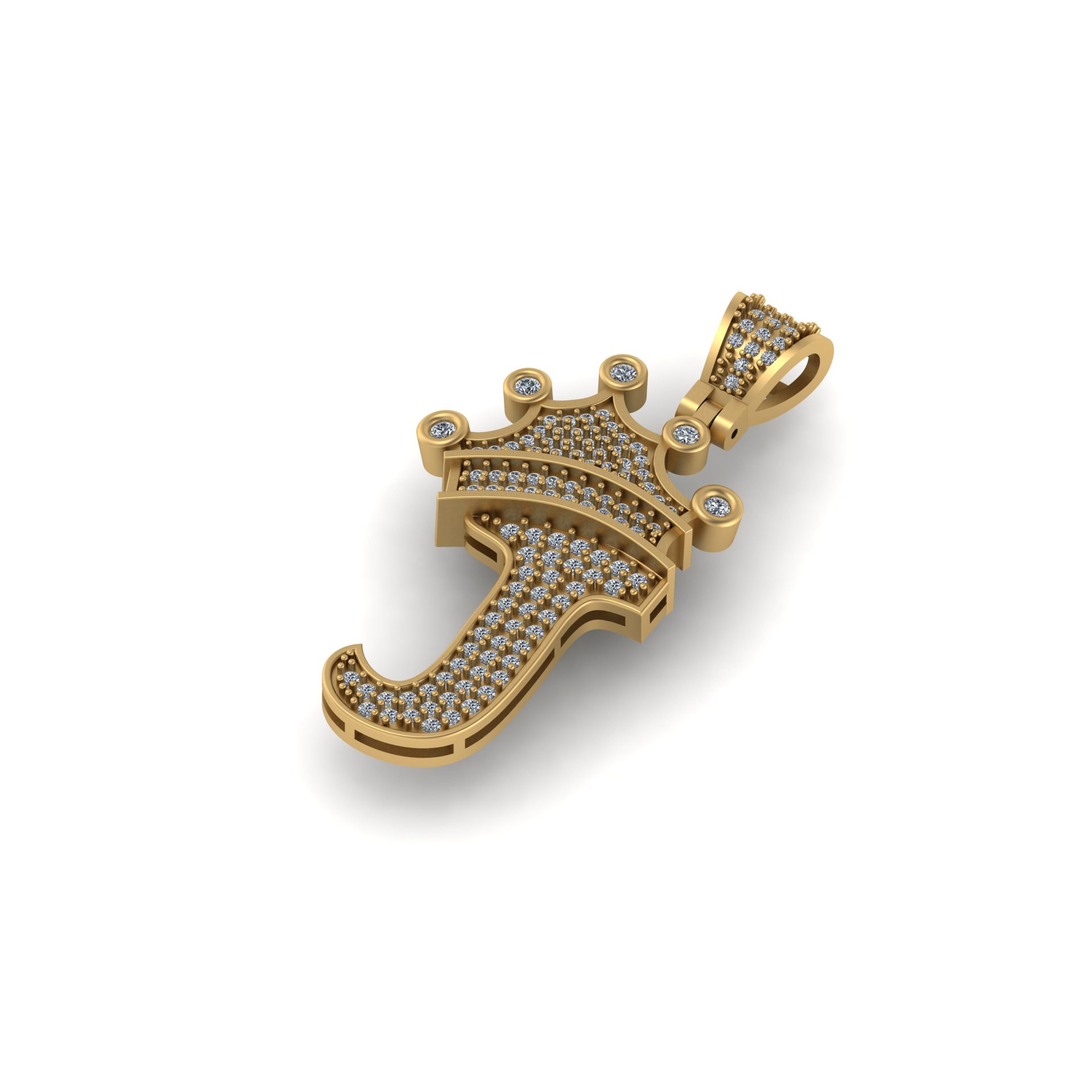 Custom "CROWN J" Letter Diamond Pendant - 2.73 CTW.