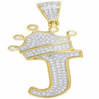 Custom "CROWN J" Letter Diamond Pendant - 2.73 CTW.