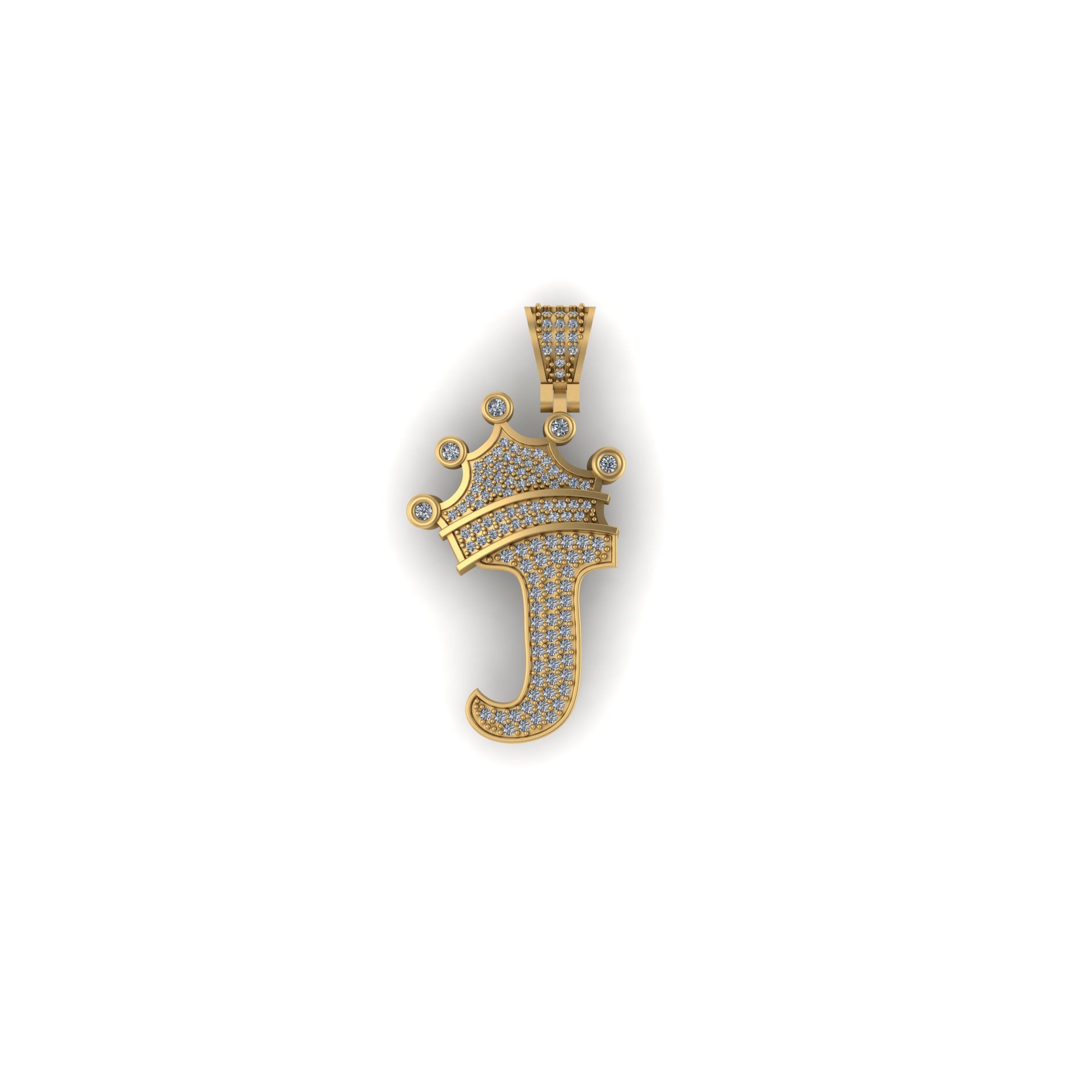 Custom "CROWN J" Letter Diamond Pendant - 2.73 CTW.