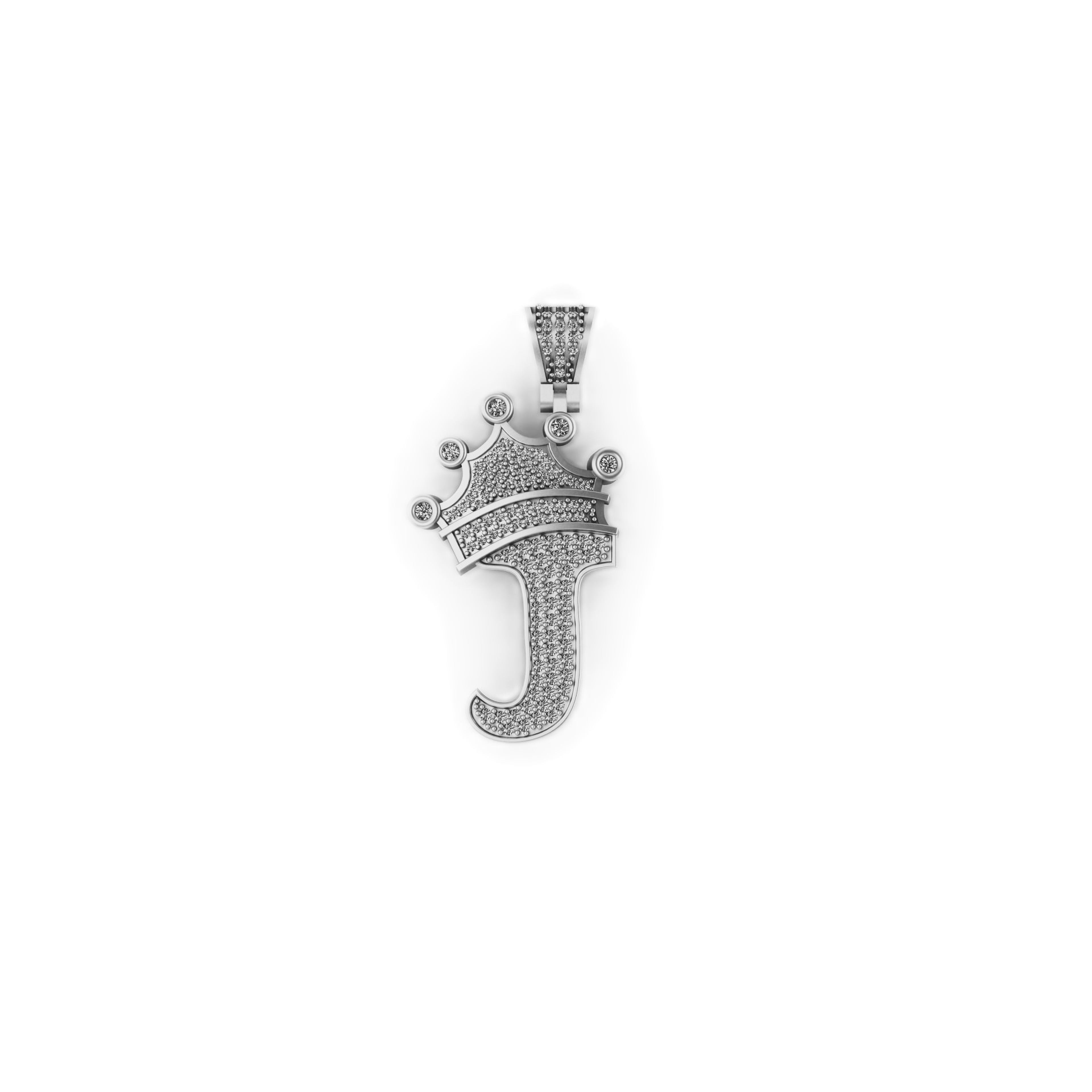 Custom "CROWN J" Letter Diamond Pendant - 2.73 CTW.