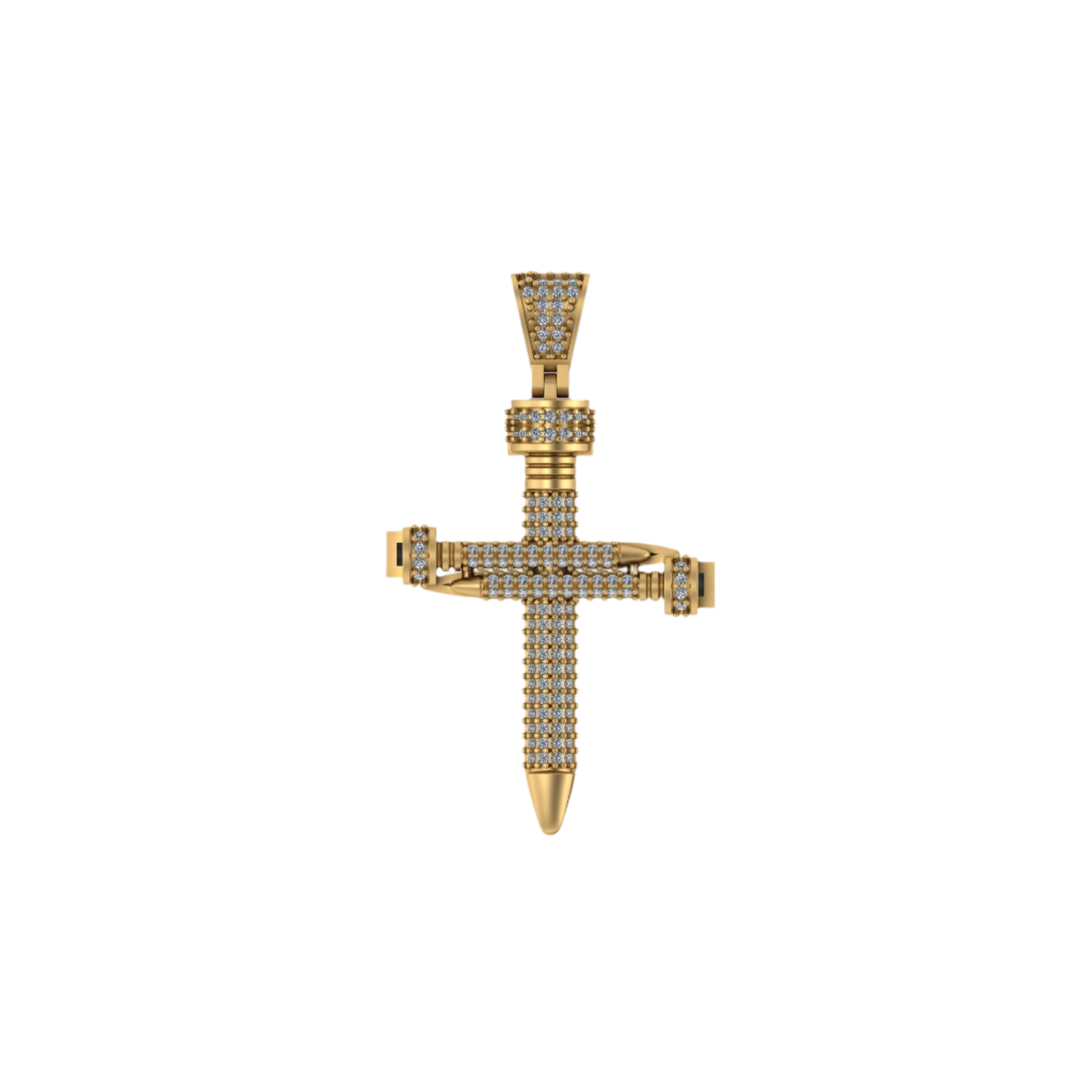 Nail Cross Diamond Pendant 14K Solid Gold - 0.57 CTW