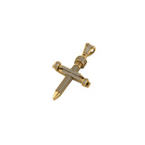 14K Solid Gold Nail Cross Icy Natural Pendant